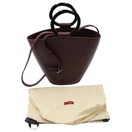 Staud-Staud Seberg Shoulder Bag in Maroon Leather-Brown,Red