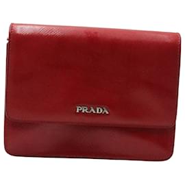 Prada-Prada Mini Vernice Crossbody Bag aus rotem Saffianoleder-Rot