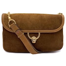 Gucci-Vintage Light Brown Suede and Leather Flap Shoulder Bag-Brown
