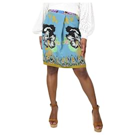 Etro-Multicolour floral printed skirt - size UK 12-Blue