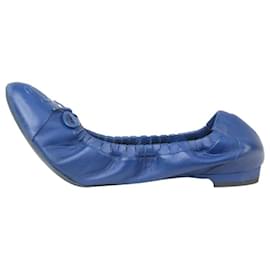 Chanel-Sapatilhas de couro azul - tamanho UE 38.5-Azul