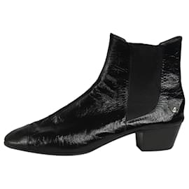 Chanel-Black ankle boots with CC logo to side - size EU 42-Black