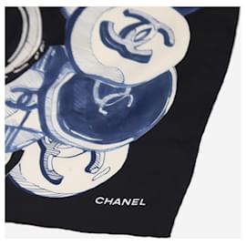 Chanel-Black CC patterned silk scarf-Black