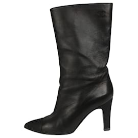 Chanel-Schwarze Stiefel mit spitzer Spitze - Größe EU 36.5-Schwarz