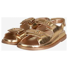 Chanel-Bronze velcro-strap sandals - size EU 37.5-Bronze