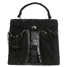 Comme Des Garcons-Comme Des Garçons Black tweed top handle bag - size-Black