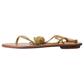 Aquazzura-Brown beach sandals with fruit detail - size EU 37-Brown