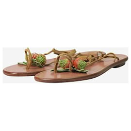 Aquazzura-Brown beach sandals with fruit detail - size EU 37-Brown