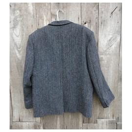 Autre Marque-Harris-Tweed-Jacke Größe L-Blau,Grau