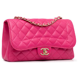 Chanel-Chanel Aba chique de pele de cordeiro média rosa Mademoiselle-Rosa