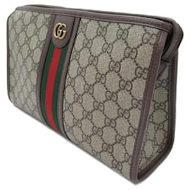 Gucci-Gucci Embrague GG Supreme Ophidia Marrón-Castaño,Beige