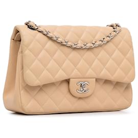 Chanel-Chanel Brown Jumbo Classic Lambskin lined Flap-Brown,Other