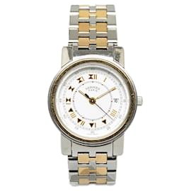 Hermès-Hermes Silver Quartz Stainless Steel Carrick Watch-Silvery,Other