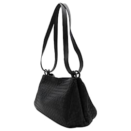 Bottega Veneta-Bottega Veneta Black Intrecciato Shoulder Bag-Black