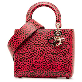Dior-Dior Red Medium Leather Leopard Print Lady Dior-Red