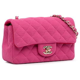 Chanel-Chanel Pink New Mini Classic Jersey Single Flap-Pink