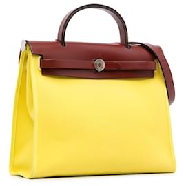 Hermès-Hermes Toile Jaune Herbag Zip 31-Autre,Jaune