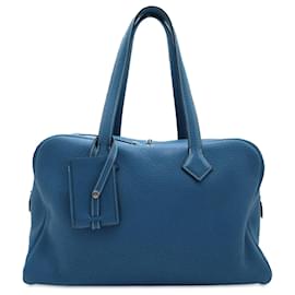 Hermès-Hermes Blue Clemence Victoria II 35-Blue