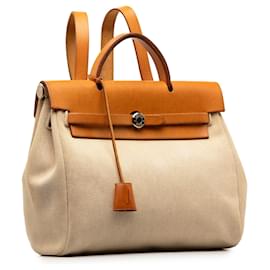 Hermès-Hermes Brown Herbag PM-Marrom,Bege