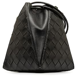 Bottega Veneta-Bottega Veneta Black Intrecciato Mini Knot Bucket Bag-Black