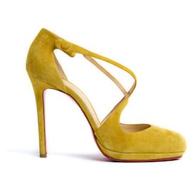 Christian Louboutin-Christian Louboutin Gelbe Wildleder Fifi 100 Heels Salome US8.5-Gelb