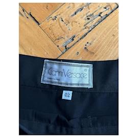 Gianni Versace-Jupe noire asymétrique en coton Gianni Versace Printemps Été 1987-Noir