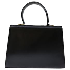 Salvatore Ferragamo-Salvatore Ferragamo Gancini Hand Bag Leather Black Auth yk11657-Black