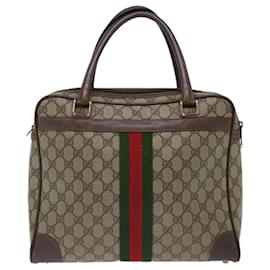 Gucci-Bolso de mano GUCCI GG Supreme Web Sherry Line PVC Beige Rojo 904 02 015 Auth th4757-Roja,Beige