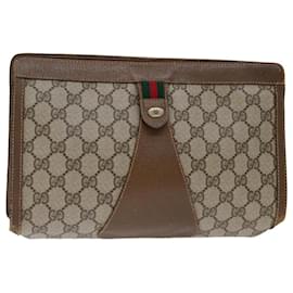 Gucci-Bolso de mano GUCCI GG Supreme Web Sherry Line PVC Beige Rojo 89 01 033 base de autenticación13461-Roja,Beige