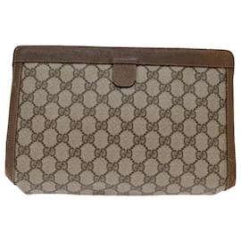 Gucci-GUCCI GG Supreme Web Sherry Line Clutch Bag PVC Beige Rot 89 01 033 Auth bs13461-Rot,Beige