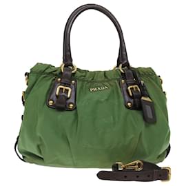 Prada-PRADA Tote Bag Nylon 2way Green Auth ac2859-Green