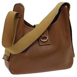 Hermès-HERMES Sako Shoulder Bag Leather Brown Auth bs13158-Brown