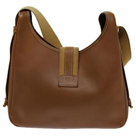 Hermès-HERMES Sako Shoulder Bag Leather Brown Auth bs13158-Brown