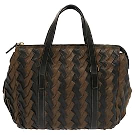 Fendi-FENDI Sac à main en toile Pecan Marron Noir Auth bs13516-Marron,Noir