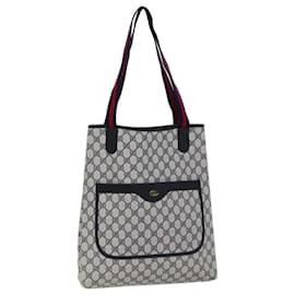 Gucci-GUCCI GG Supreme Sherry Line Tote Bag PVC Red Navy 16 002 4487 auth 70619-Red,Navy blue