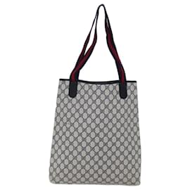 Gucci-GUCCI GG Supreme Sherry Line Tote Bag PVC Red Navy 16 002 4487 auth 70619-Red,Navy blue