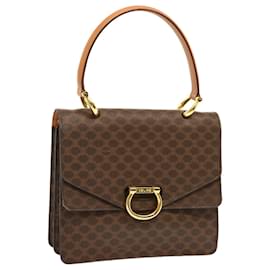 Céline-CELINE Bolsa de mão em lona macadame PVC marrom Autenticação 70045-Marrom