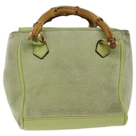 Gucci-GUCCI Bamboo Hand Bag Suede 2way LIme Green 007 2214 0238 Auth ki4306-Other