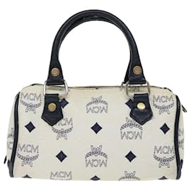 MCM-Borsa a mano MCM Vicetos Logogram in pelle PVC 2modo Bianco Auth 70666-Bianco