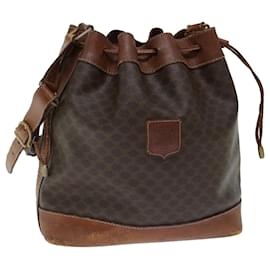 Céline-CELINE Macadam Canvas Shoulder Bag PVC Brown Auth bs13427-Brown