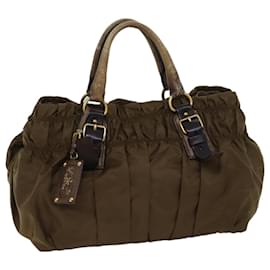 Prada-PRADA Hand Bag Nylon Brown Auth 70388-Brown