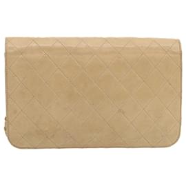 Chanel-CHANEL Matelasse Chain Shoulder Bag Lamb Skin Beige CC Auth 70453A-Beige