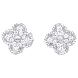 Autre Marque-Boucles d'oreilles Van Cleef & Arpels "Vintage Alhambra" or blanc, diamants.-Autre