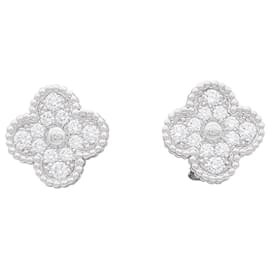 Autre Marque-Boucles d'oreilles Van Cleef & Arpels "Vintage Alhambra" or blanc, diamants.-Autre