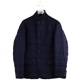 Moncler-Manteau en laine-Bleu