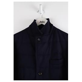 Moncler-Manteau en laine-Bleu