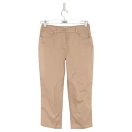 Hermès-Pantalones ajustados de algodón-Beige