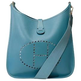 Hermès-HERMES Evelyne Tasche aus blauem Leder - 101835-Blau