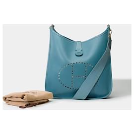 Hermès-HERMES Evelyne Bag in Blue Leather - 101835-Blue