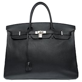 Hermès-Sac HERMES Birkin 40 en Cuir Noir - 101823-Noir